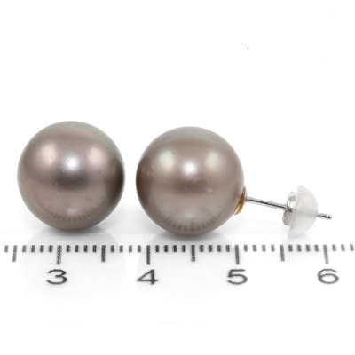 12.4mm Tahitian Pearl Stud Earrings - 3