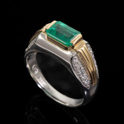 1.77ct Emerald & Diamond Mens Ring - 5
