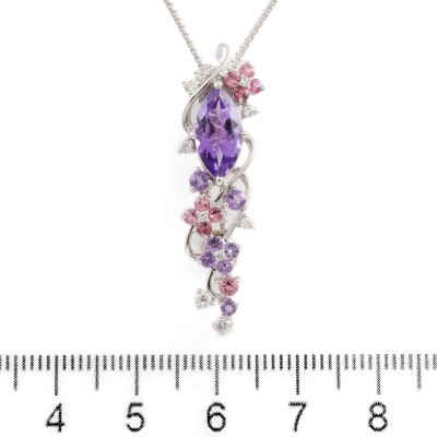 Amethyst, Tourmaline & Diamond lariat - 2