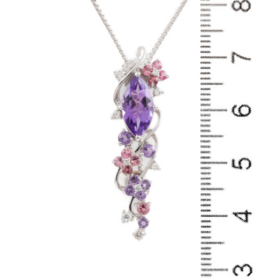 Amethyst, Tourmaline & Diamond lariat - 3