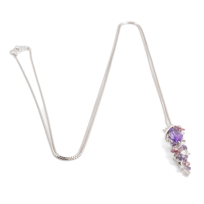 Amethyst, Tourmaline & Diamond lariat - 6