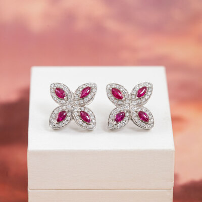 1.32ctct Ruby and Diamond Earrings - 6