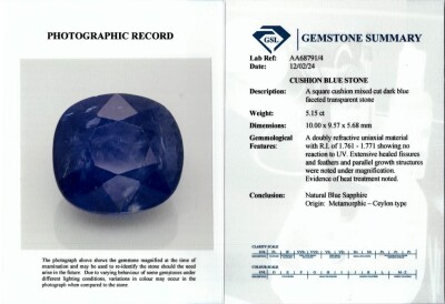 5.15ct Loose Ceylon Blue Sapphire - 4
