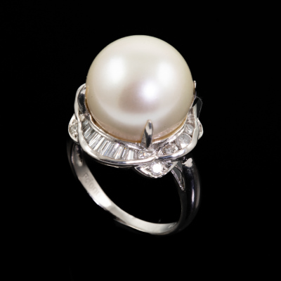 13.4mm South Sea Pearl and Diamond Ring - 5