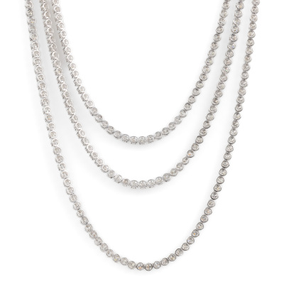 10.05ct Diamond Three Row Necklace - 6