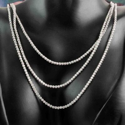 10.05ct Diamond Three Row Necklace - 8
