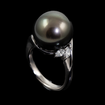 14.5mm Tahitian Pearl and Diamond Ring - 5