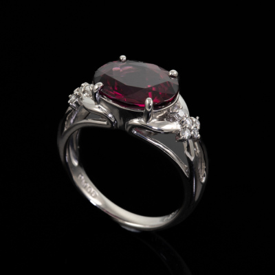 3.87ct Rhodolite Garnet & Diamond Ring - 5