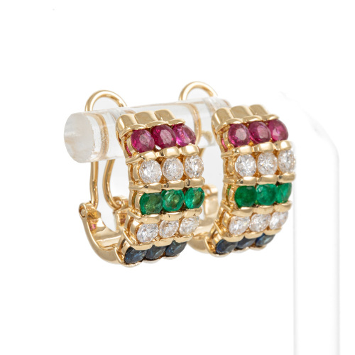 Mixed Gemstone & Diamond Earrings