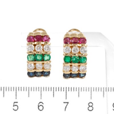 Mixed Gemstone & Diamond Earrings - 2