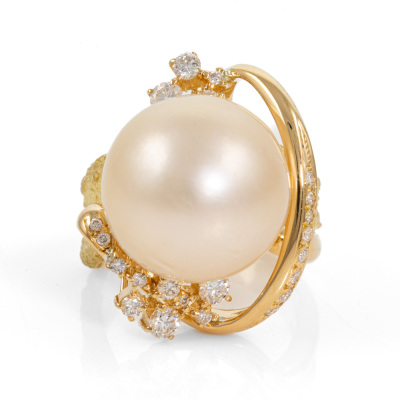 16.2mm Champagne South Sea Pearl Ring