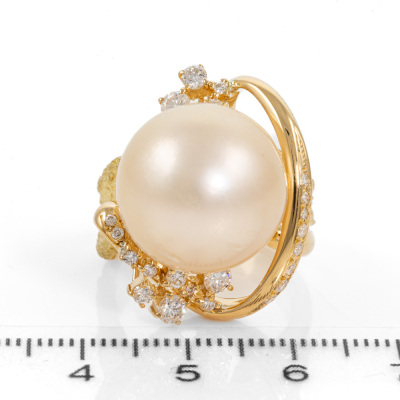 16.2mm Champagne South Sea Pearl Ring - 2