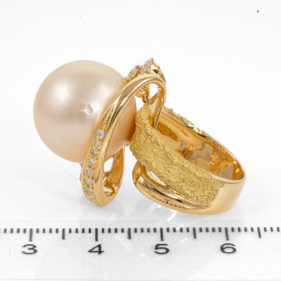 16.2mm Champagne South Sea Pearl Ring - 3