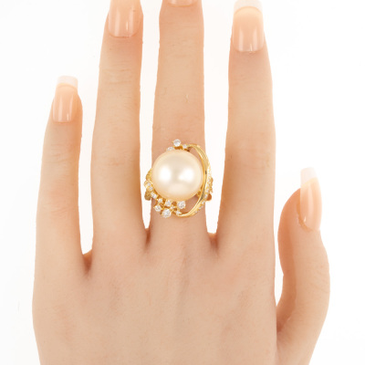 16.2mm Champagne South Sea Pearl Ring - 7