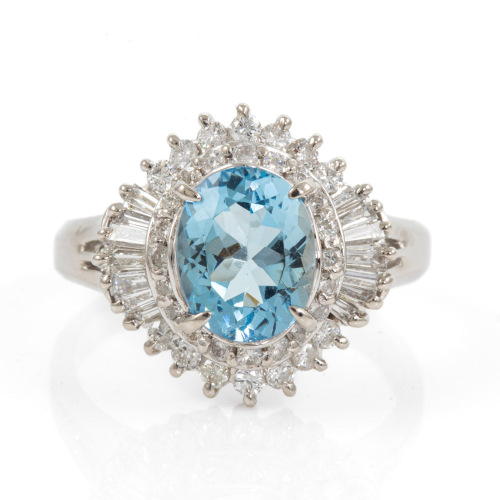1.43ct Aquamarine and Diamond Ring