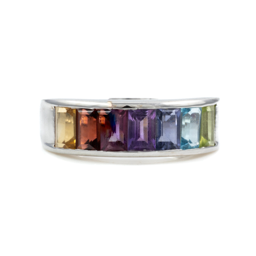 Baguette Cut Mixed Gemstone Ring