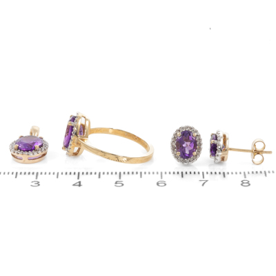Amethyst Ring, Earring & Pendant Set - 6