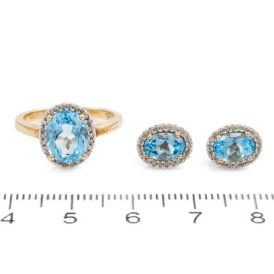 Topaz and Diamond Ring & Earring Set - 2