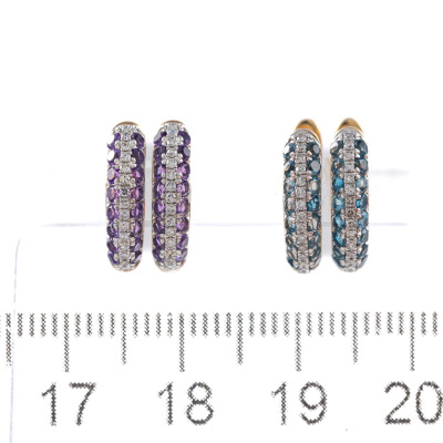 Set of 2 Gemstone Hoop Earrings - 2