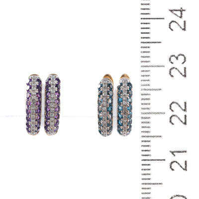 Set of 2 Gemstone Hoop Earrings - 3
