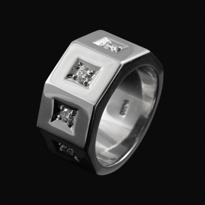 Diamond Mens Platinum Ring, 35.4 grams - 6