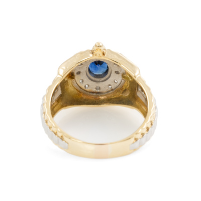 0.97ct Blue Sapphire & Diamond Mens Ring - 4