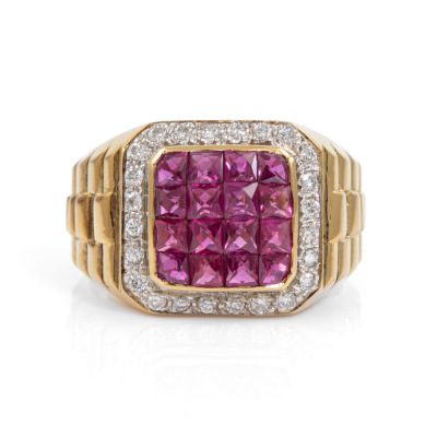 2.50ct Ruby and Diamond Mens Ring 11.2g