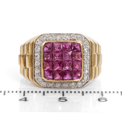 2.50ct Ruby and Diamond Mens Ring 11.2g - 2