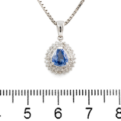 0.78ct Sapphire and Diamond Pendant - 2
