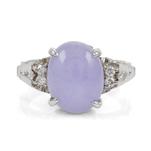 4.98ct Lavender Jade & Diamond Ring