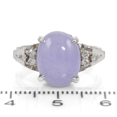 4.98ct Lavender Jade & Diamond Ring - 2