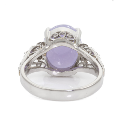 4.98ct Lavender Jade & Diamond Ring - 4