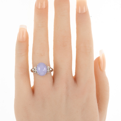 4.98ct Lavender Jade & Diamond Ring - 6