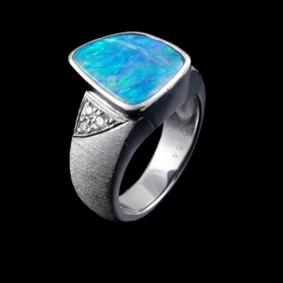 Boulder Opal & Diamond Ring - 5