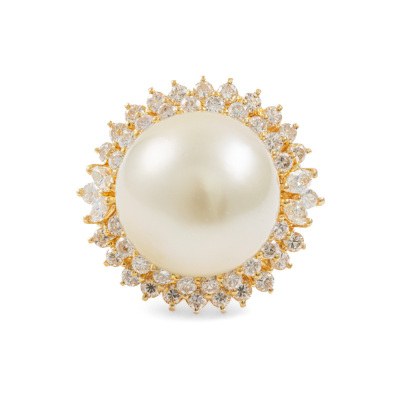 15.5mm South Sea Pearl & Diamond Ring