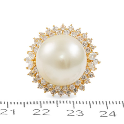15.5mm South Sea Pearl & Diamond Ring - 2