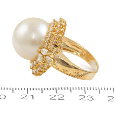 15.5mm South Sea Pearl & Diamond Ring - 3