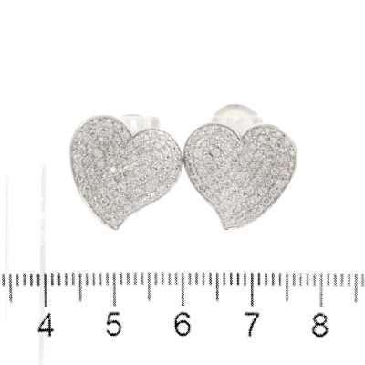 3.00ct Diamond Heart Design Earrings - 2