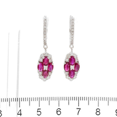 2.13ct Ruby and Diamond Earrings - 2