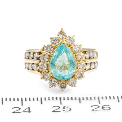 Paraiba 1.83ct & Diamond Ring GIA - 2