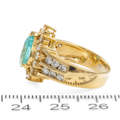 Paraiba 1.83ct & Diamond Ring GIA - 3