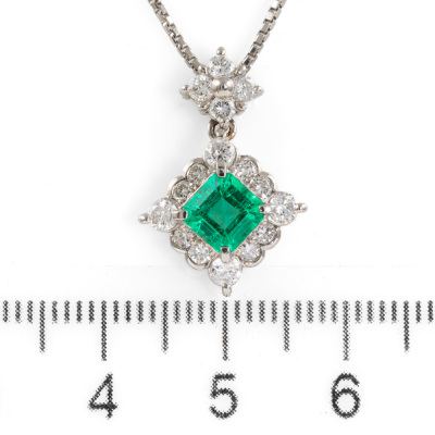 0.69ct Emerald and Diamond Pendant - 2