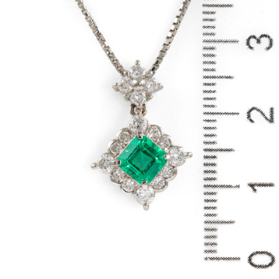 0.69ct Emerald and Diamond Pendant - 3