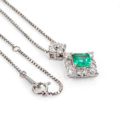 0.69ct Emerald and Diamond Pendant - 5