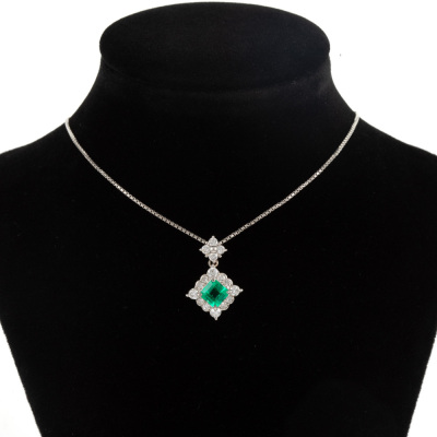 0.69ct Emerald and Diamond Pendant - 6
