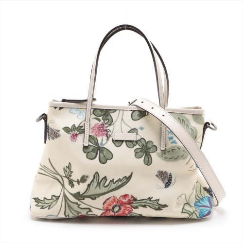 Gucci Canvas Flora Zippered Tote