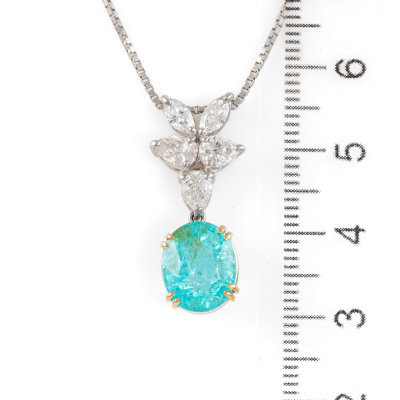 3.78ct Paraiba & Diamond Pendant - 3