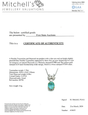 3.78ct Paraiba & Diamond Pendant - 4