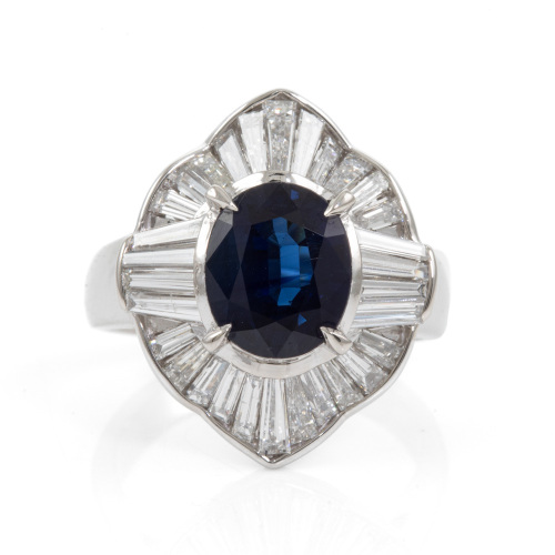 2.85ct Thai Sapphire & Diamond Ring GIA