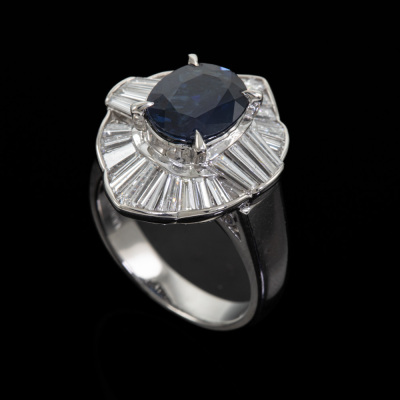 2.85ct Thai Sapphire & Diamond Ring GIA - 6